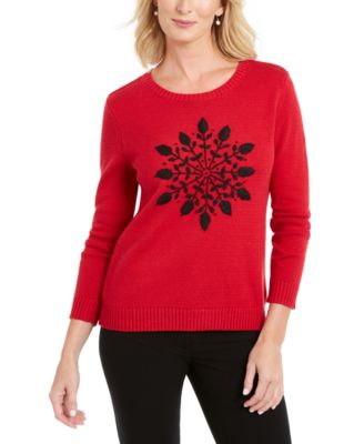 Karen Scott Snowflake Appliqué Sweater, Created for Macy's - Macy's